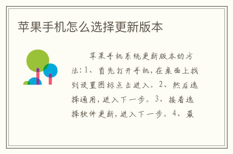 苹果手机怎么选择更新版本
